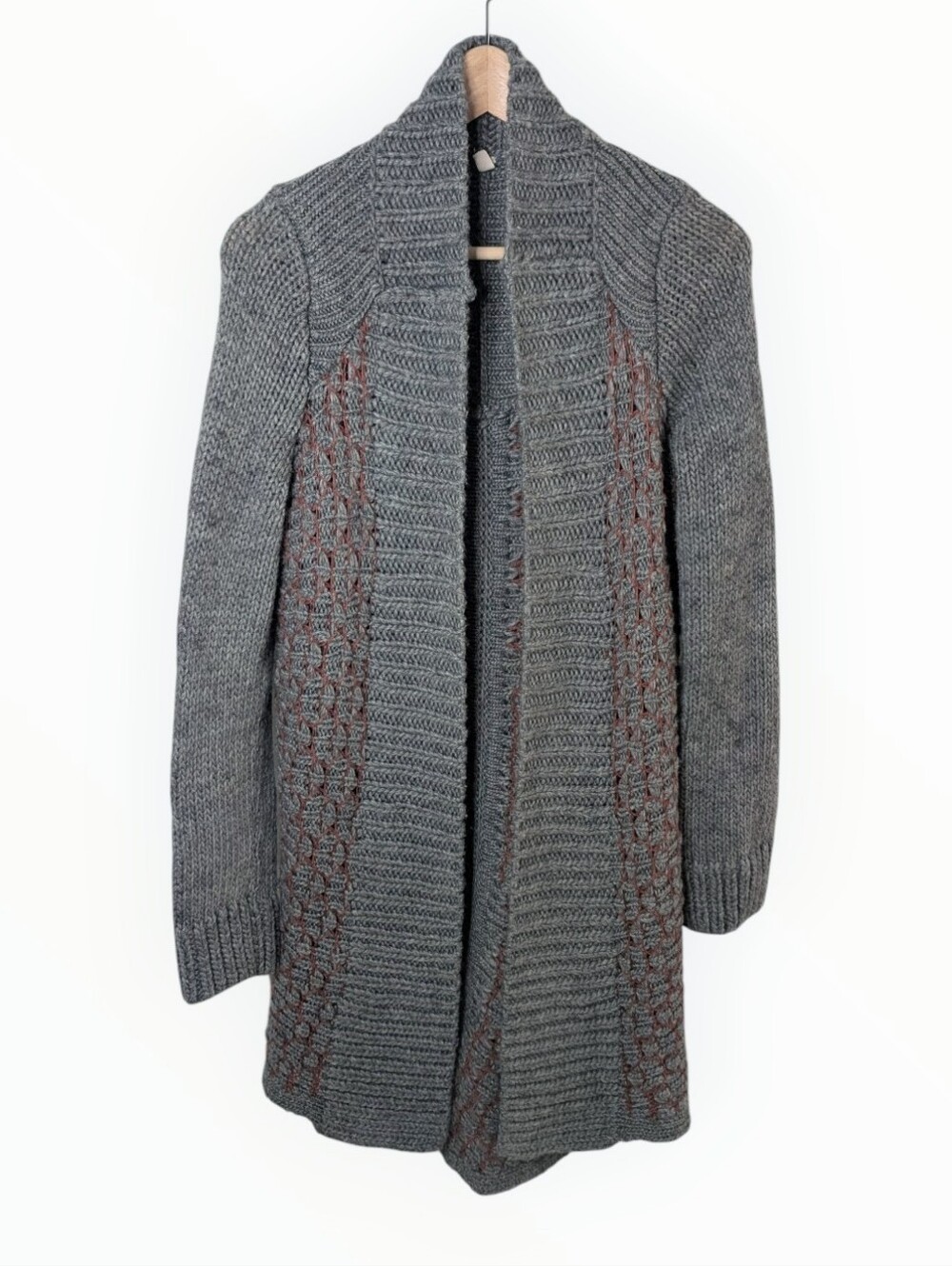 Moth Anthropologie Gray Open-Front Duster Cardigan Medium